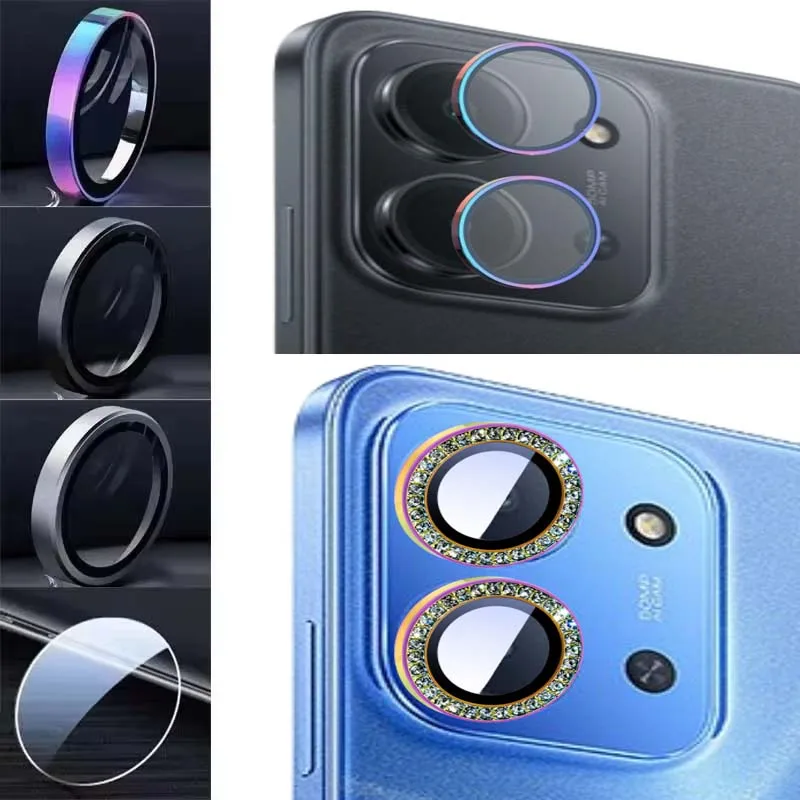 

for Redmi 15C Lens Protector Colorful Metal Ring Rhinestone Tempered Glass Cap Camera Protective Cover Hard Film Glass
