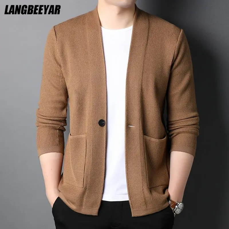 New Top Grade Autum Brand Fashion Knitwear Winter Japanese Mens 1 Button Cardigan Sweater Casual Coats Jacket Men Clothing