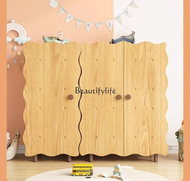 yj7  Storage Wardrobe Student Home Bedroom Solid Wood Leg Biscuit Cabinet