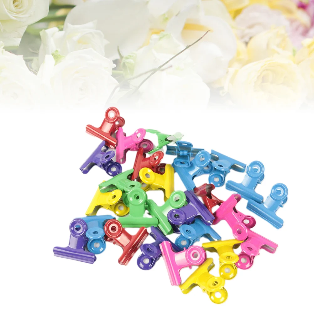 

24pcs Colorful Metal Strong Binder Clips 22Mm Reusable Paper Clamps Lacquered Storage Clips Home Office School Files
