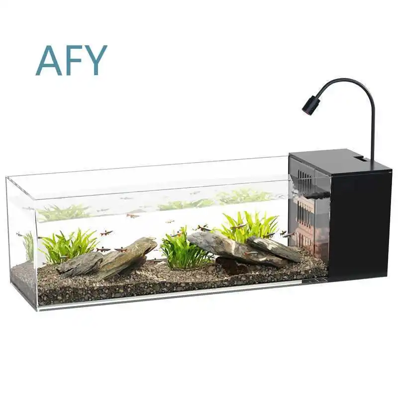 Fish Tank for Desktop Living Room Side Stream Tank for Home Aquarium Oxygen Production Integrated Forming Landscaping Fish