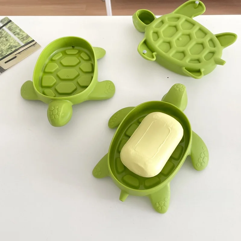1-6Pcs Cartoon Turtle Soap Box Storage Toiletries Creative Home Turtle Drain Soap Tray Holder Rack Tools Bathroom Accessories