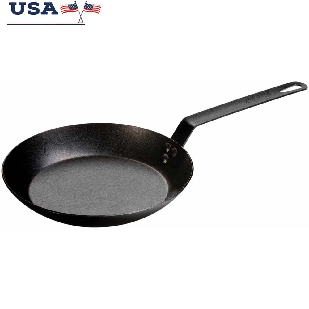 

10-дюймовая сковорода из углеродистой стали, индукционная духовка, гриль для приготовления костра, долговечная, легкосъемная, уход за руками