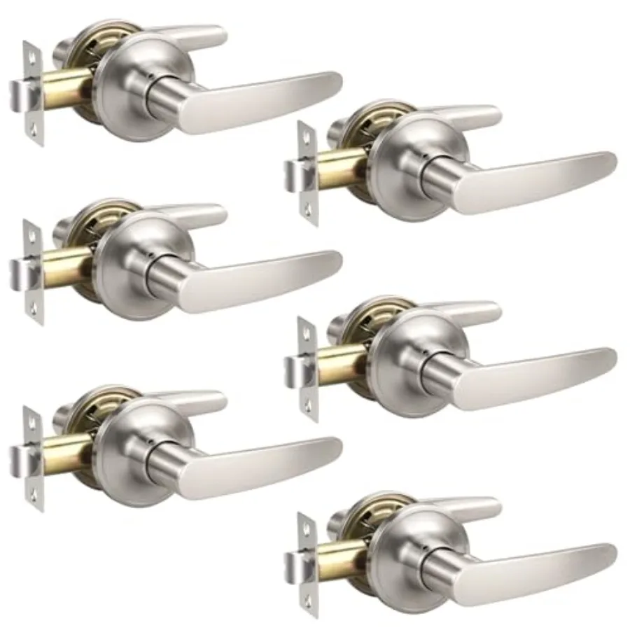 

Pack Satin Nickel Door Handles, Passage Door Levers Heavy Duty, Door Locks for Closet/Hallway, Heavy Duty Door Knobs Door Lock