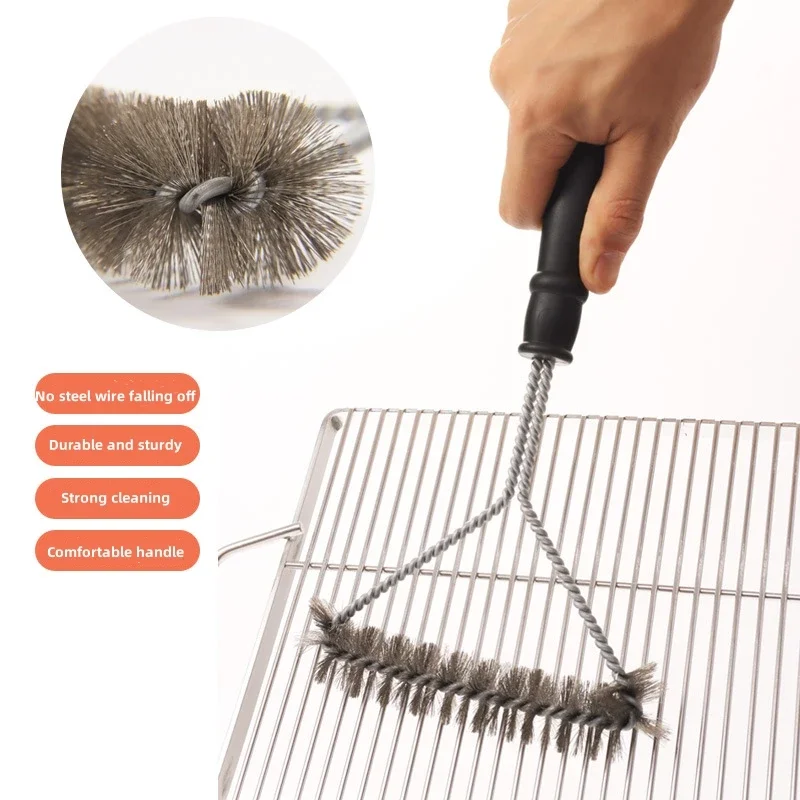 BBQ Grill Barbecue Cleaning Brush Kit, Stainless Steel Cooking Tools, Wire Bristles, Triangle Cleaning Brushes, Outdoor Tools