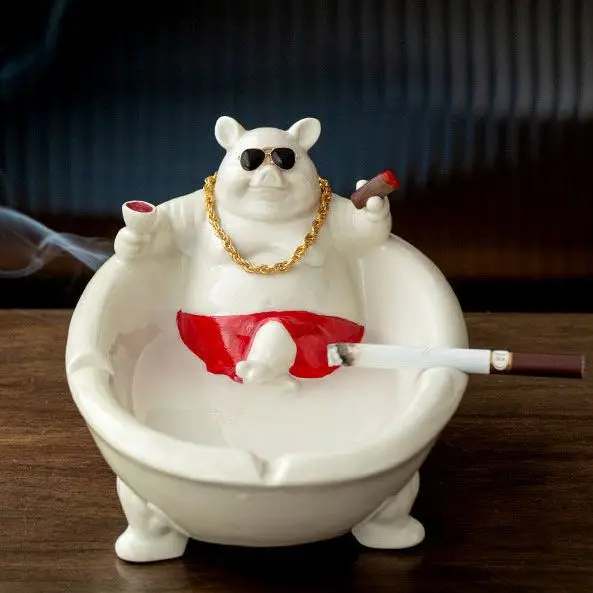 Home Daily Use Creative Personalized Fashionable Windproof Easy To Clean Pig Bathtub Ashtray