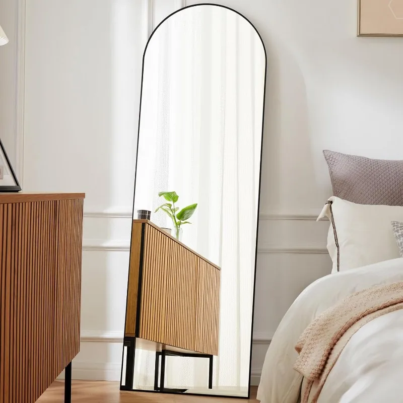 

Full Length Arched Full Body Floor Mirror with Stand Aluminum Alloy Frame, Standing Hanging or Leaning Wall, 59"x16"