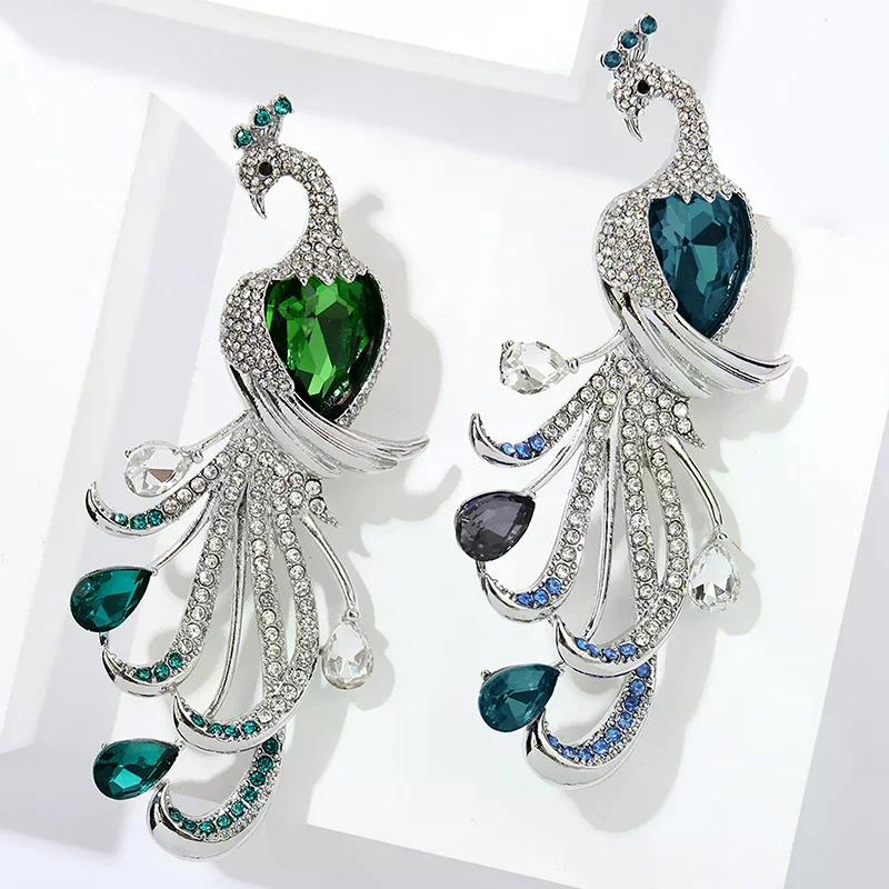 Fashion Exquisite Peacock Rhinestone Brooch For Women Clothing Coat Accessories Gifts