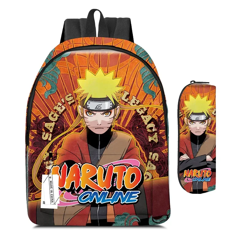 2PC-SET Naruto School Bag Kakashi Naruto Uchiha Itachi Primary School Student Backpack Cartoon Backpack Children\'s Gifts