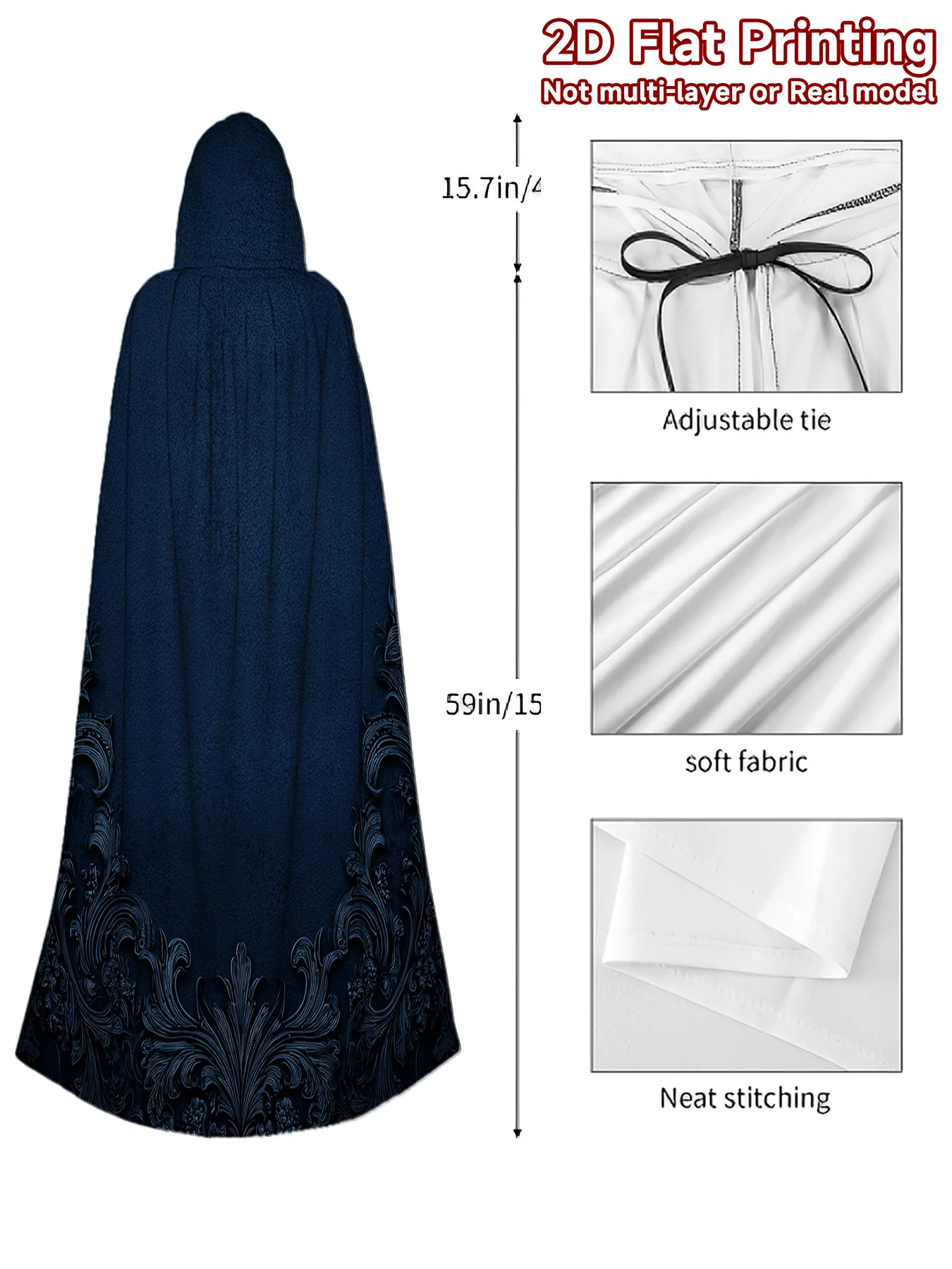 Customization 1pc 1pcs Retro Full-Body Dark Floral Hooded Robe - Hooded Cloak Suitable For Cosplay, Renaissance Fairs, Medieval