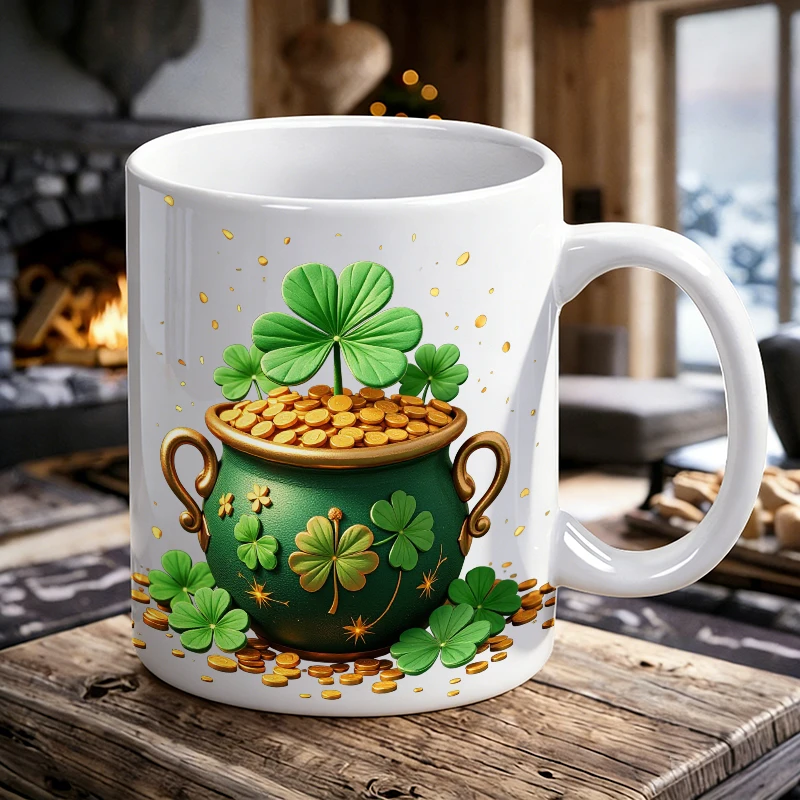 

1PCS 3D Lucky Gold Jar Ceramic Mug, Coffee Cup, Milk Cup, Office Tea Cup, Drinking Cup, Fade-Resistant, Gift for Friends