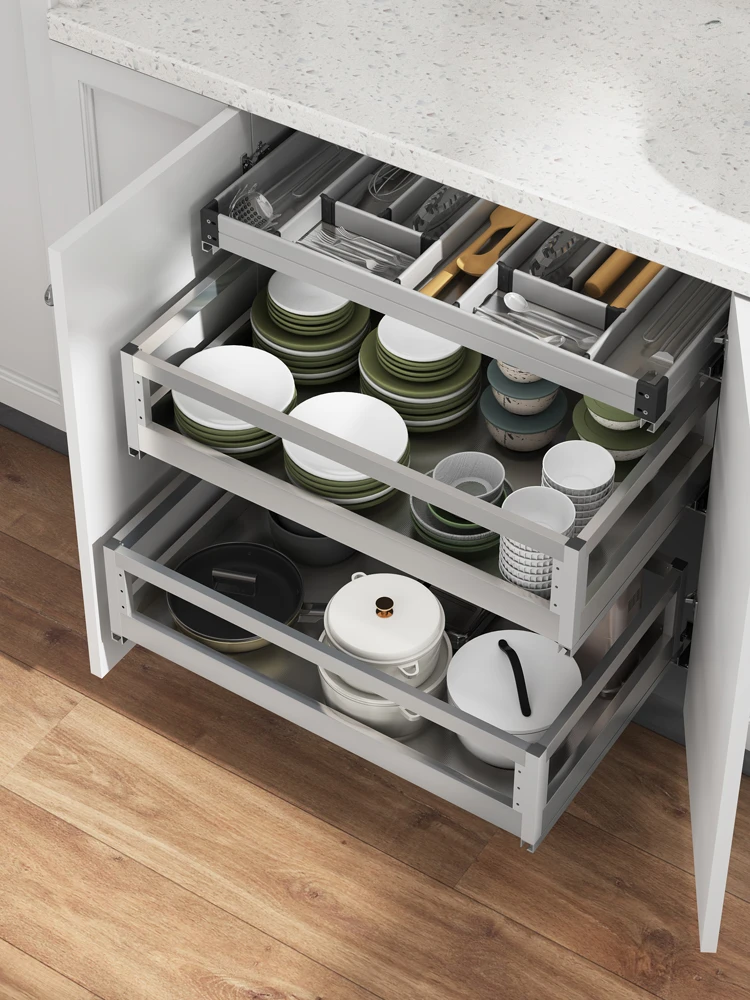 304 stainless steel pull-out basket kitchen cabinet pull-out basket vegetable basket push-pull storage