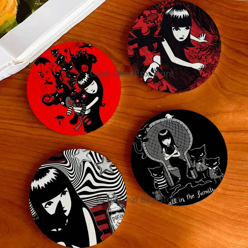 

E-Emily The Strange Round Coaster Non-slip table mat Insulated Coasters Kitchen Dining Room Tabletop Decor
