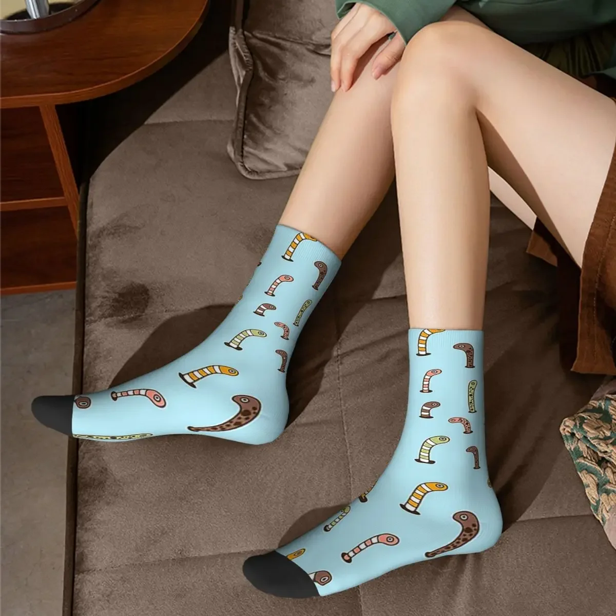 Chaussettes en forme d'anguilles de jardin, bas Harajuku super doux, chaussettes longues toutes saisons, accessoires pour cadeaux de Noël unisexes