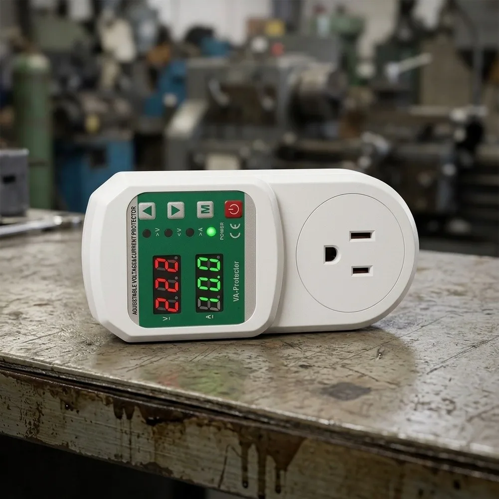 16A Over Under Voltage Protection Socket 230V AC with Adjustable Voltage Range and Recovery for Refrigerator and Motor Use