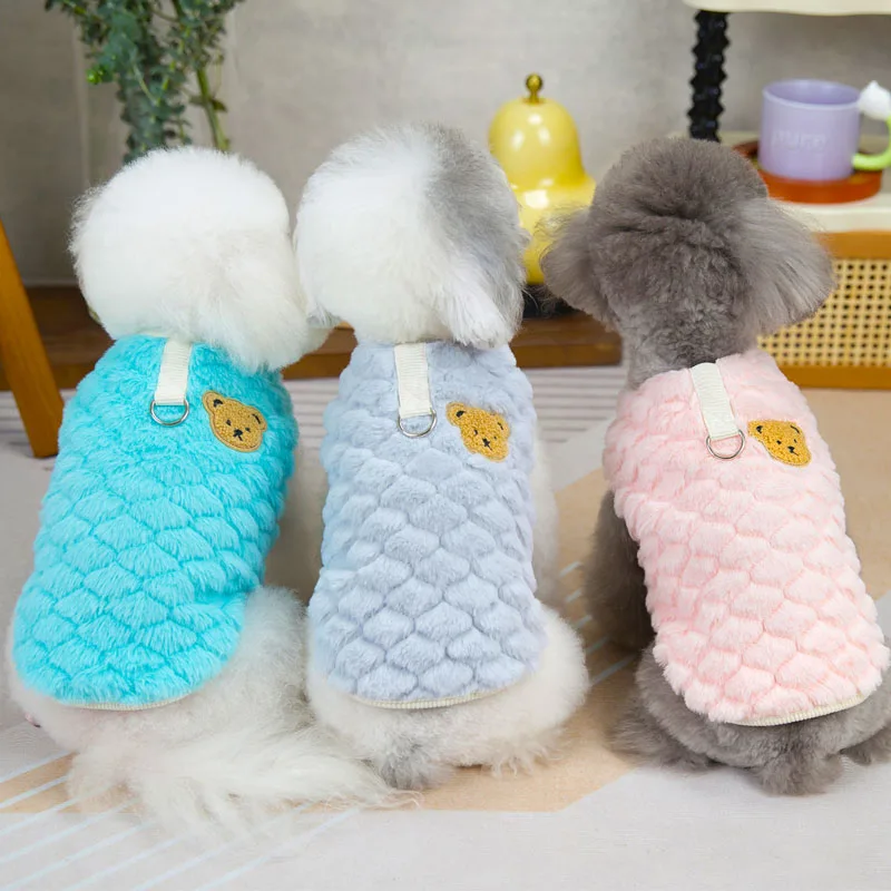 

Warm Pet Dog Clothes Fleece Coat Jacket Winter Blue Gray Pink Sleeveless Apparel For Small Dogs Chiwawa Puppy Hoodies Outfit XXL