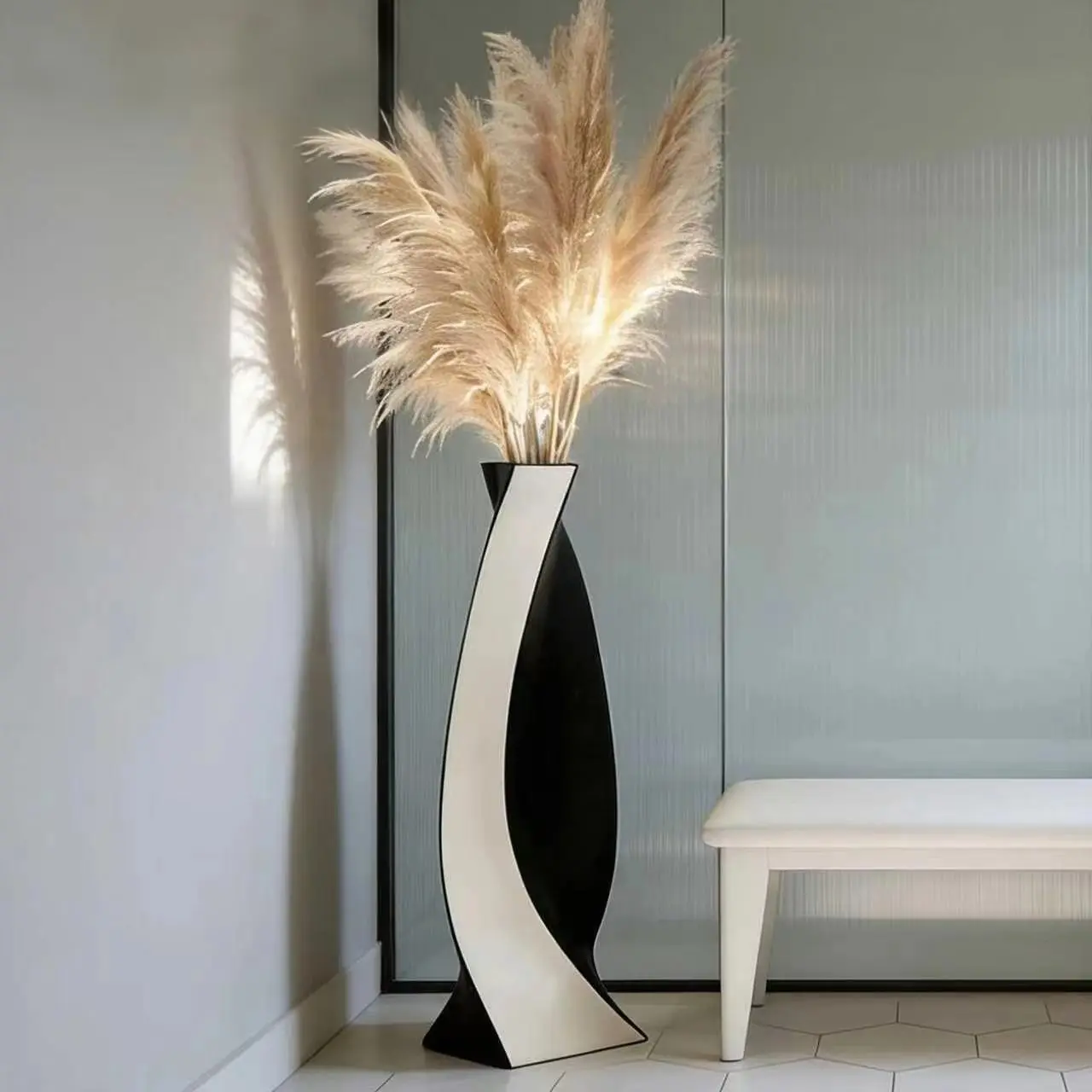 Nordic Floor Vase, Floral Arrangement, TV Cabinet Side Decor, Living Room Artificial Flowers, Reed Floral Art