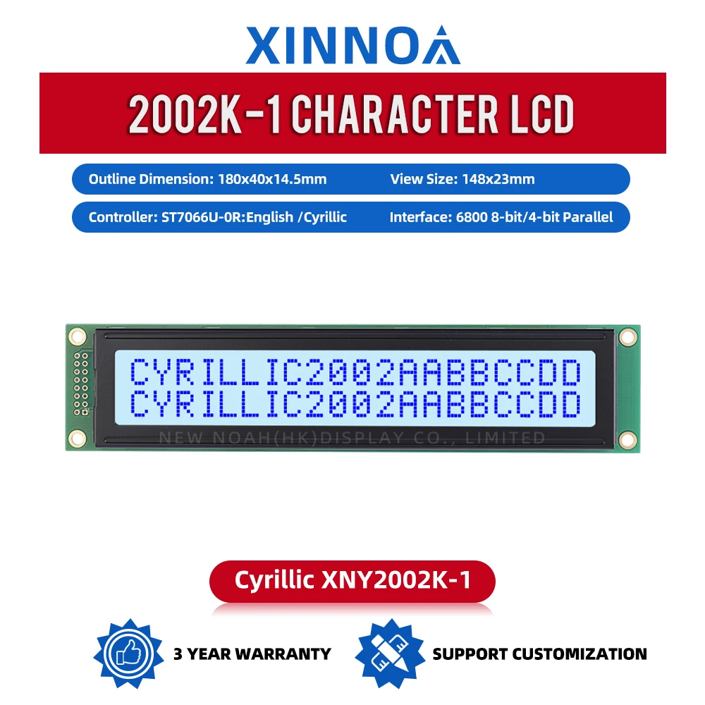 Cyrillic Gray Film Blue Letters 2002K-1 High Quality LCD Screen 2X20 3.3V/5V ST7066U High Quality LCM Screen Factory Outlet