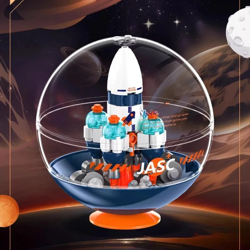 Sembo empilhamento bola espaço avião blocos de construção crianças montado telescópio desktop ornamento modelo brinquedo na moda presente aniversário