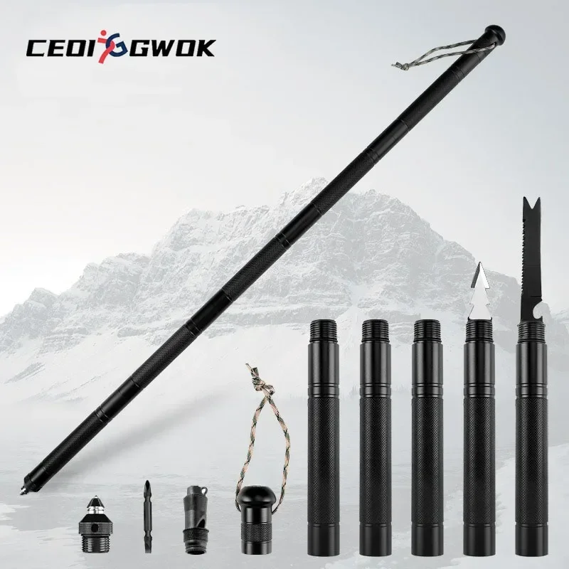 

CEOI GWOK Регулируемая прочная легкая треккинговая палка для приключений на открытом воздухе, универсальная многофункциональная трость из алюминиевого сплава
