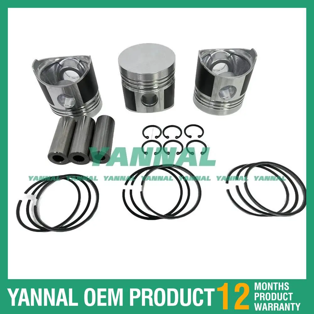 

3 шт. Поршень с поршневым кольцом + 0,5 мм для двигателя Yanmar 3TN75 (вверсайз)