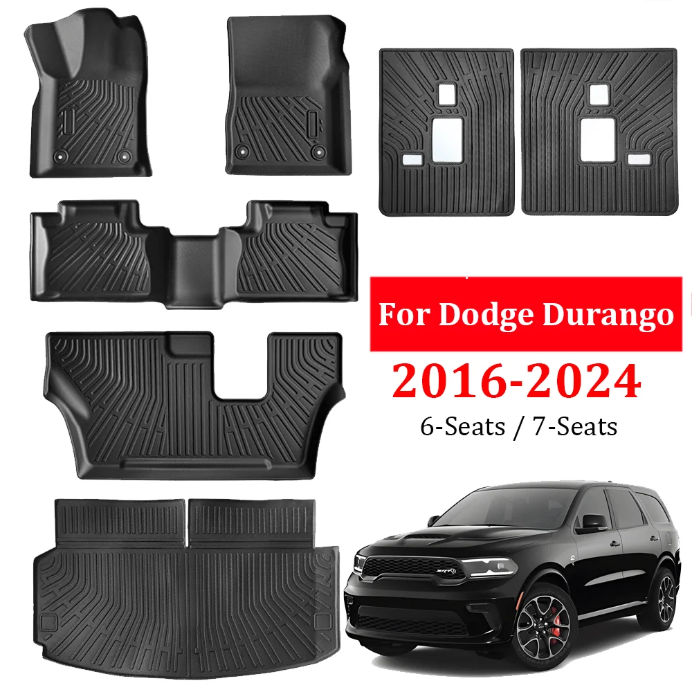 

Автомобильные коврики TEP для Dodge Durango 2016-2024, 6/7 мест, всепогодные водонепроницаемые нескользящие коврики для багажника, коврик на спинку, автомобильные аксессуары