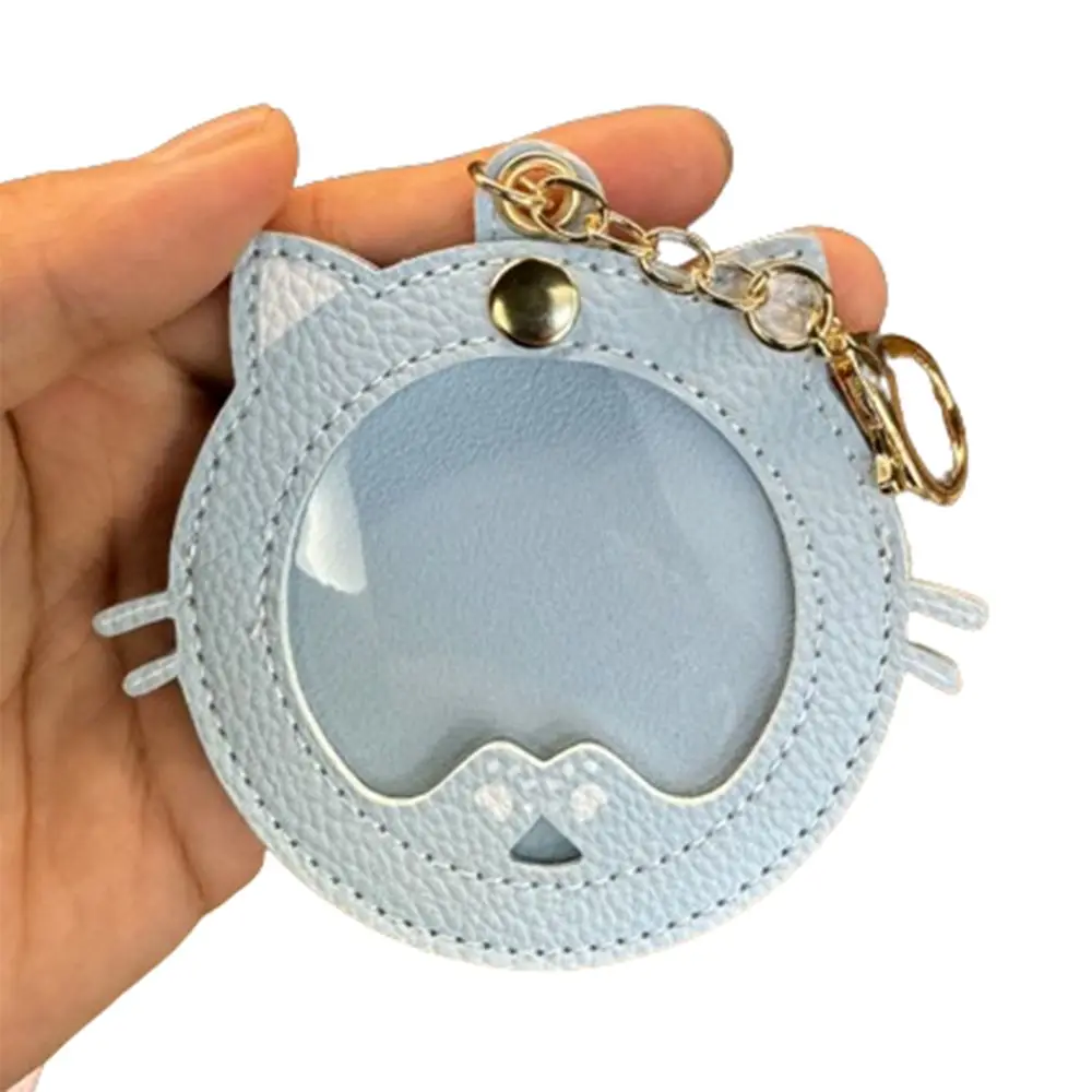 

Мини-чехол для значков в форме кошки, мультяшный защитный чехол для значков, брелок из искусственной кожи, креативная сумка для хранения значков в стиле аниме, для студентов