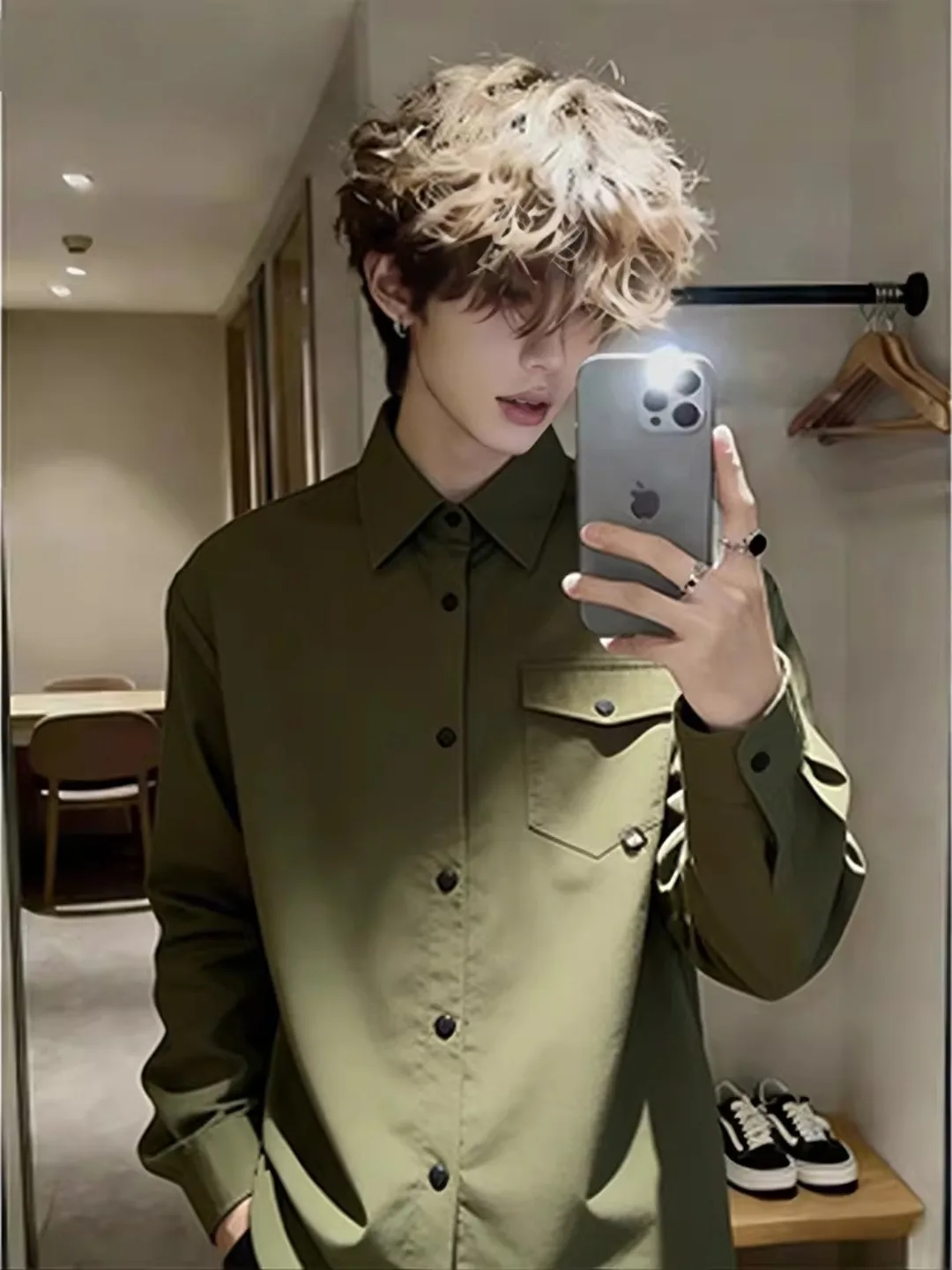

Military een Long Sve irt Men's Spring Autumn High Sensation Multi ket irt Jaet Inner Wear Layer American Sle...