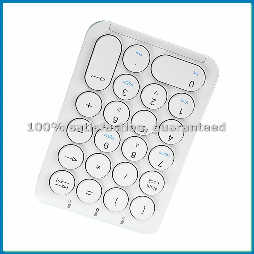 

Беспроводная цифровая клавиатура Bluetooth Цифровая клавиатура Круглые колпачки для клавиш Numpad 22-клавишная перезаряжаемая цифровая клавиатура (белая)-VVNB