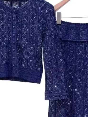 

Spring/Fall Women O-Neck Hollow Solid Knit Set Three-quarter Sleeve Single Breasted Cardigan + High Waist Elegant Maxi Skirt
