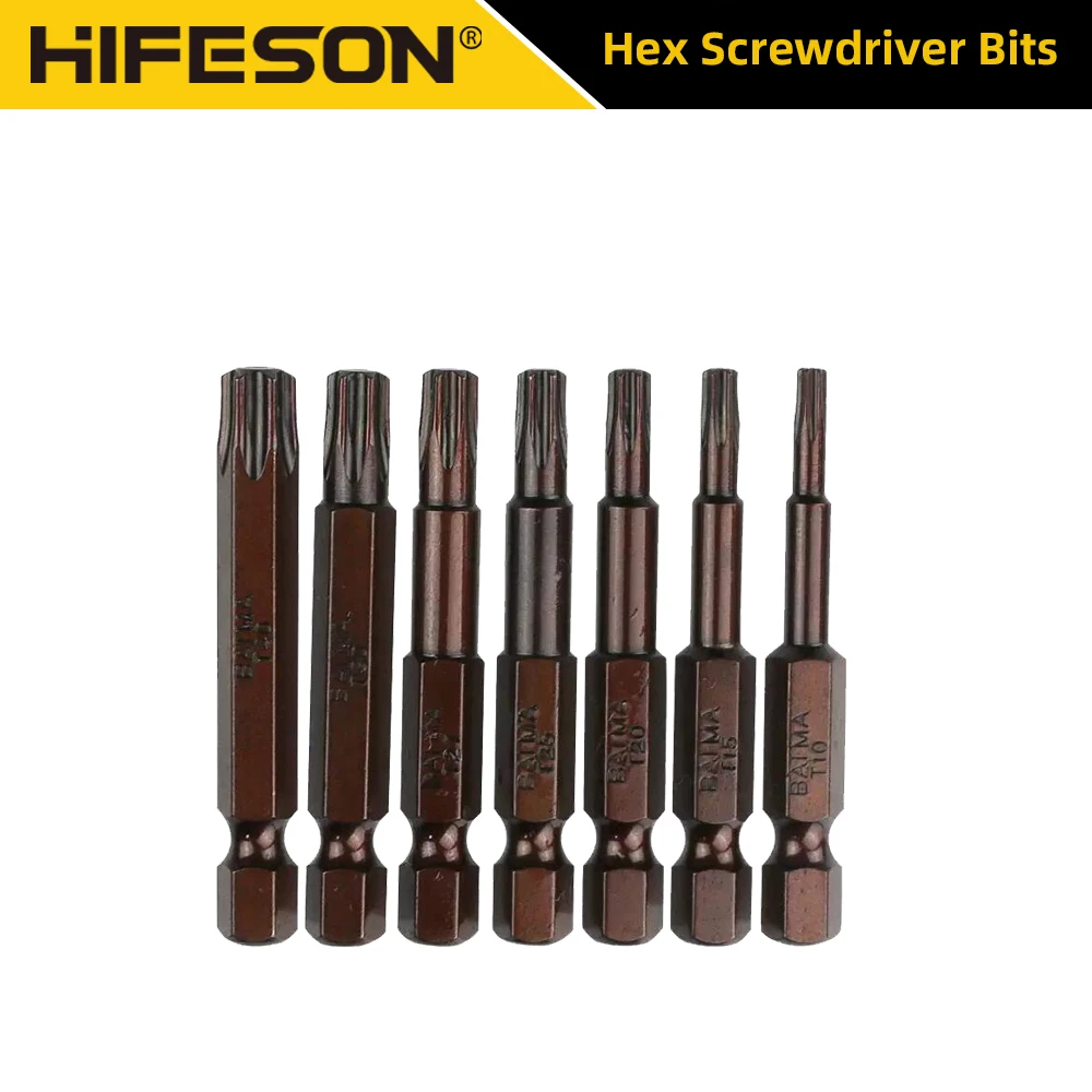 

10pcs 1/4 Inch Hexagonal Screwdriver Bits Magnetic Batch Head Taiwan S2 Red Steel Material 50mm For Hand Electric Screwdriver