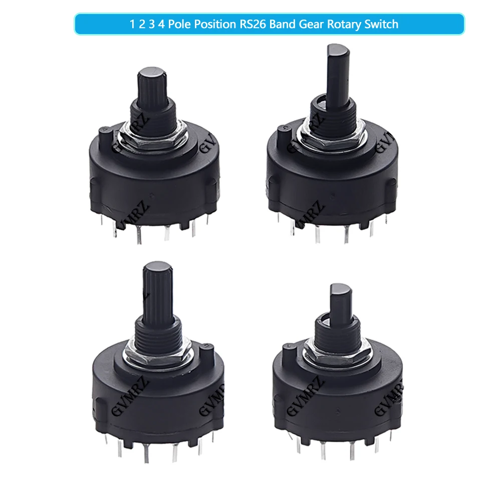 1PCS 1 2 3 4 Pole Position RS26 Band Gear Rotary Switch 12/6/4/3 Selectable PCB Plug-in Board Adjustable Switch