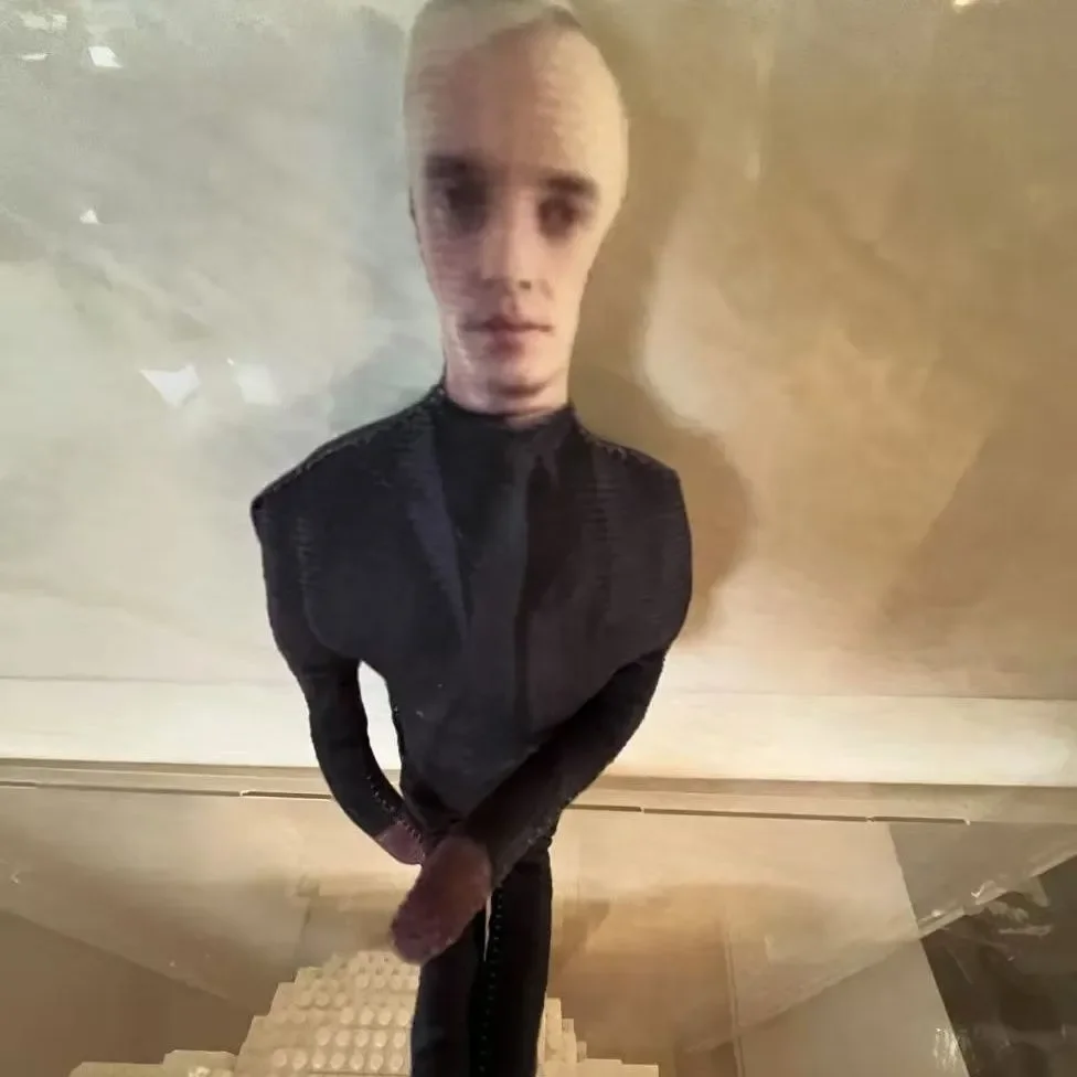 28cm Draco Malfoy Cosplay Plüschpuppe mit Biegbarem Eisendrahtskelett Bewegliche Gliedmaßen Plüschmaus Zweiseitige Figur Raumdekoration