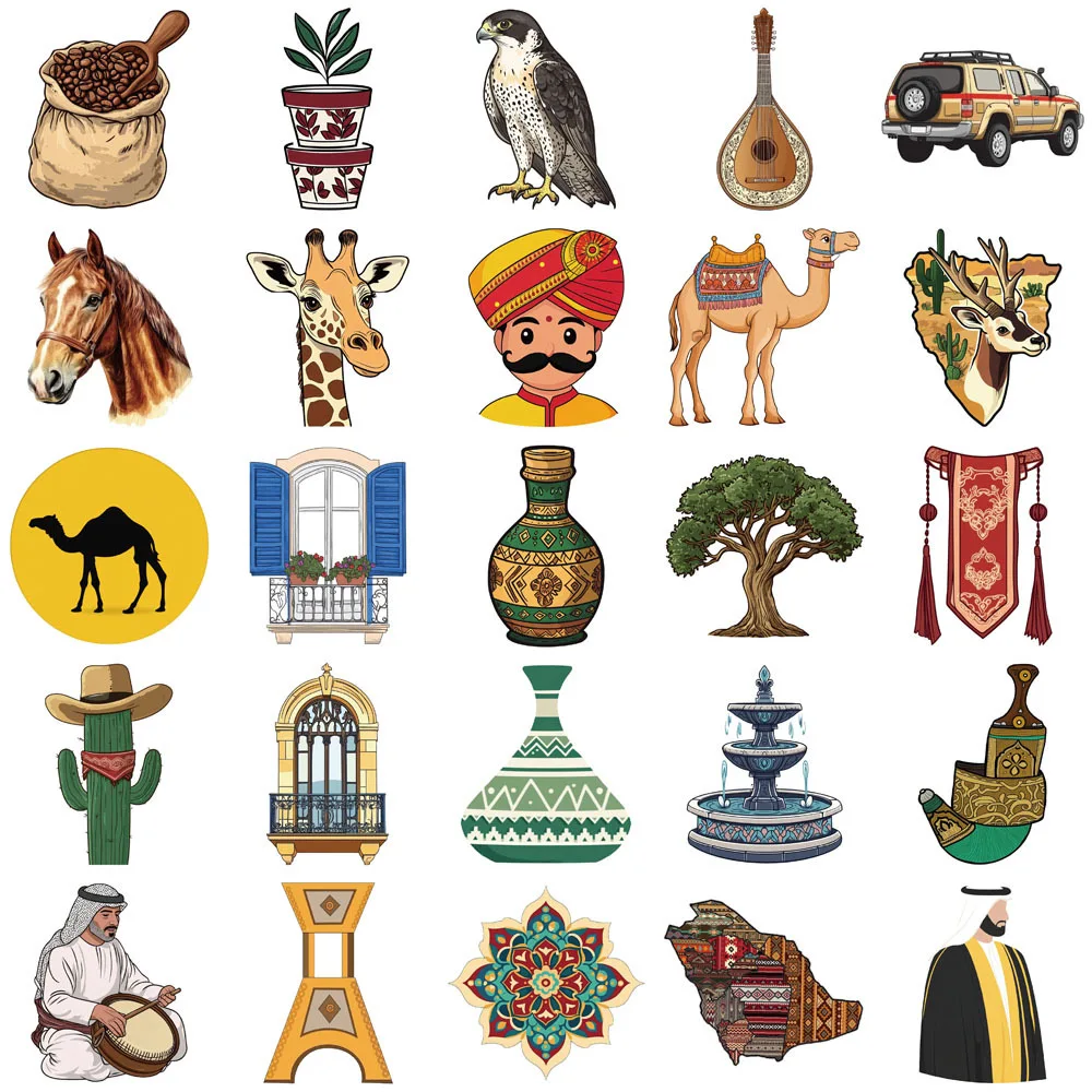 10/50pcs 재미 있은 중동 지역 만화 스티커 사우디 아라비아 데칼 DIY 노트북 전화 기타 자동차 스케이트 보드 스티커 아이 장난감