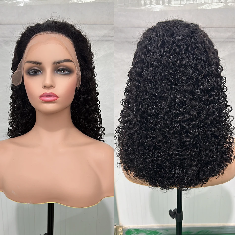 Perucas longas encaracoladas indianas naturais do cabelo humano de Bob, cabelo perverso desenhado dobro, perucas frontais do laço 13x4, 250 high-density, 12A