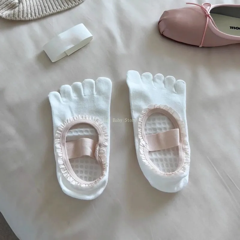 

Yoga Socks Backless SiliconeFive-finger Pilates Socks Women Breathable Bandage Non-slip Professional Toeless Dance Sports Socks