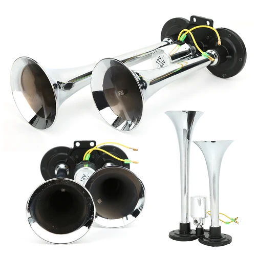 Imagen 1 del producto Bocina de aire neumática Universal para coche, trompeta doble, 130dB, 12V/24V, tren, camión, ABS, bocina de aire neumática Universal de Metal para coche