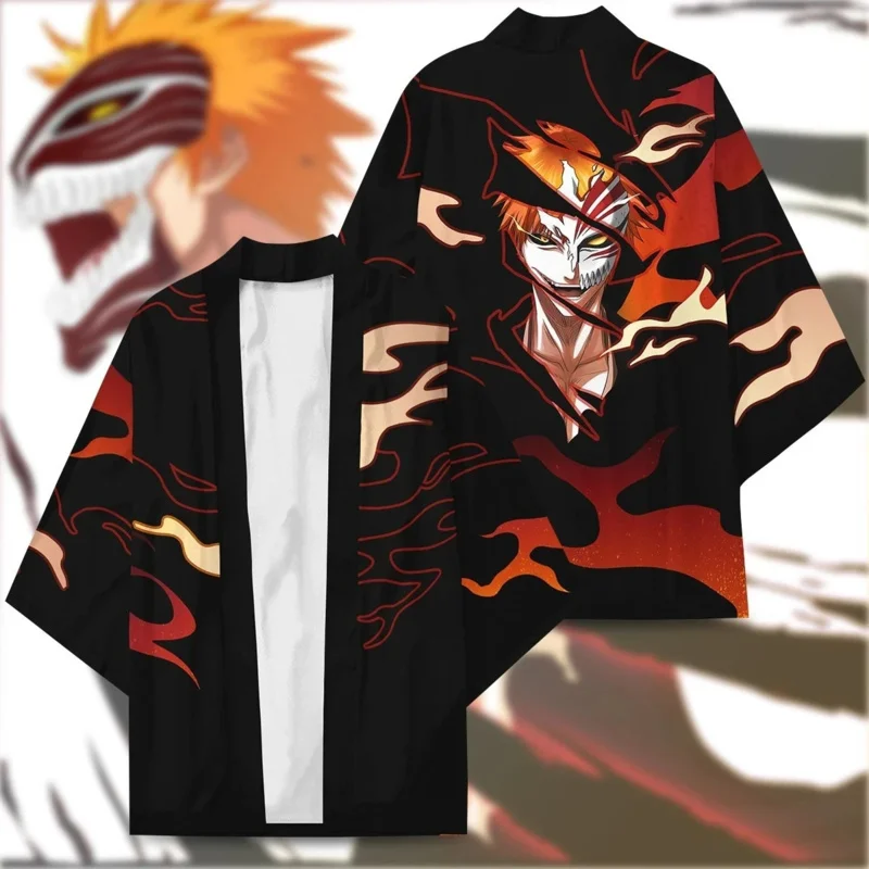 New Anime BLEACH Kurosaki ichigo Kimono Inoue Orihime Cosplay Costumes Haori Teens Jacket Bathrobe Cardigan Cloak Pajamas Top JS