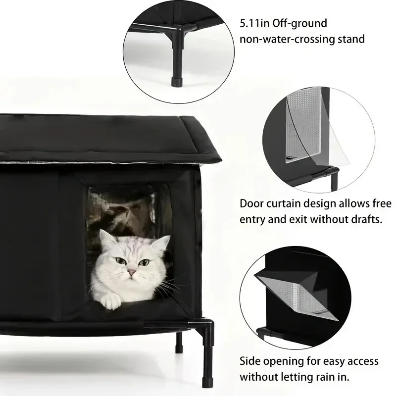 Winter Isoliertes Erhöhtes Hundehaus Wasserdichter Outdoor-Hundeschutz Wärmespeichernd für Kleine und Mittelgroße Hunde im Schneebedeckten Garten – Detail 3