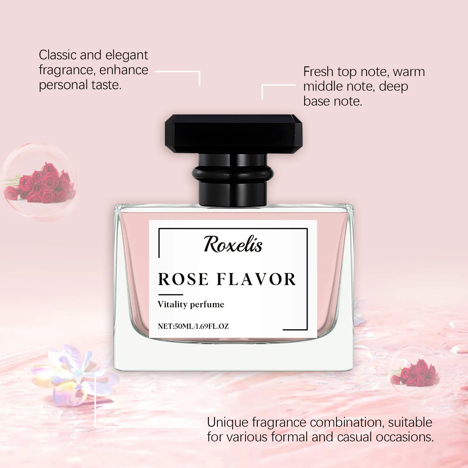 Roxelis Rose Lily Charm Profumo Fragranza rosa naturale Ingredienti delicati Fresco a lunga durata Elegante Eau De Parfum quotidiano
