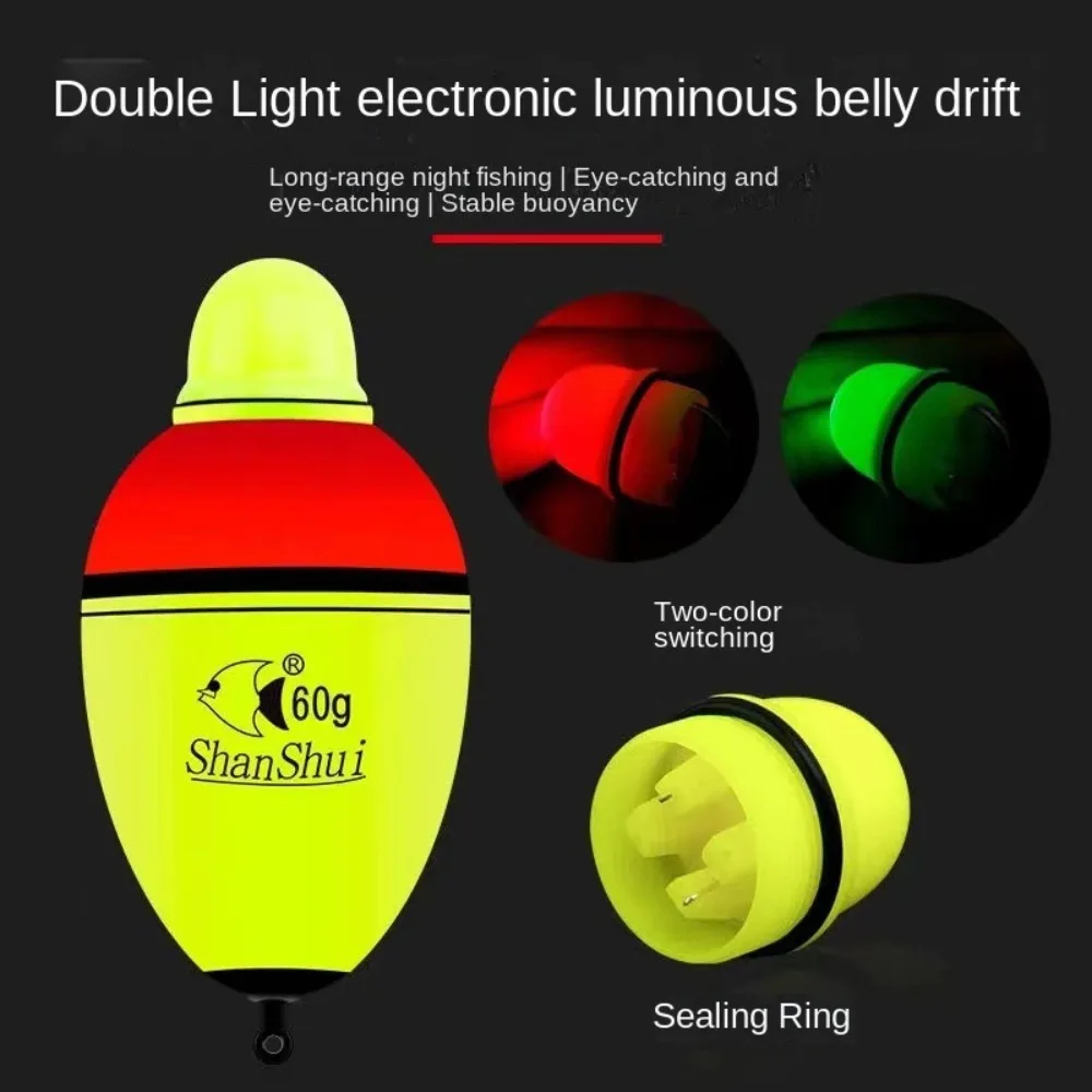Duplo colorido peixe flutuador, âncora dupla, luminoso escorpião gancho, verde luminoso, grande barriga flutua, acessórios carpa