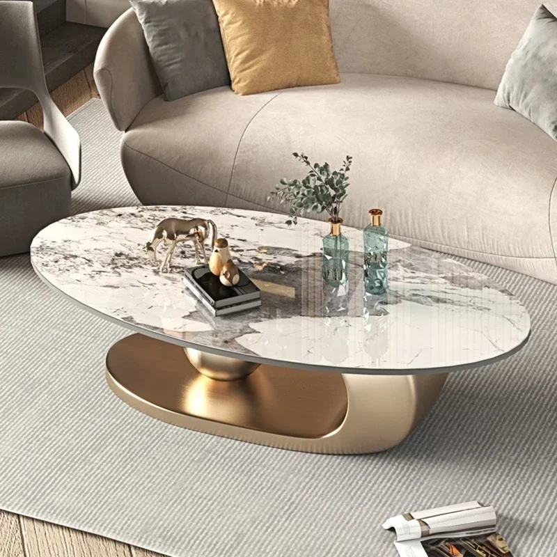 Rocky tabletop customized light extravagant coffee table modern simplehousehold small Italian living room ellipticalcoffee table