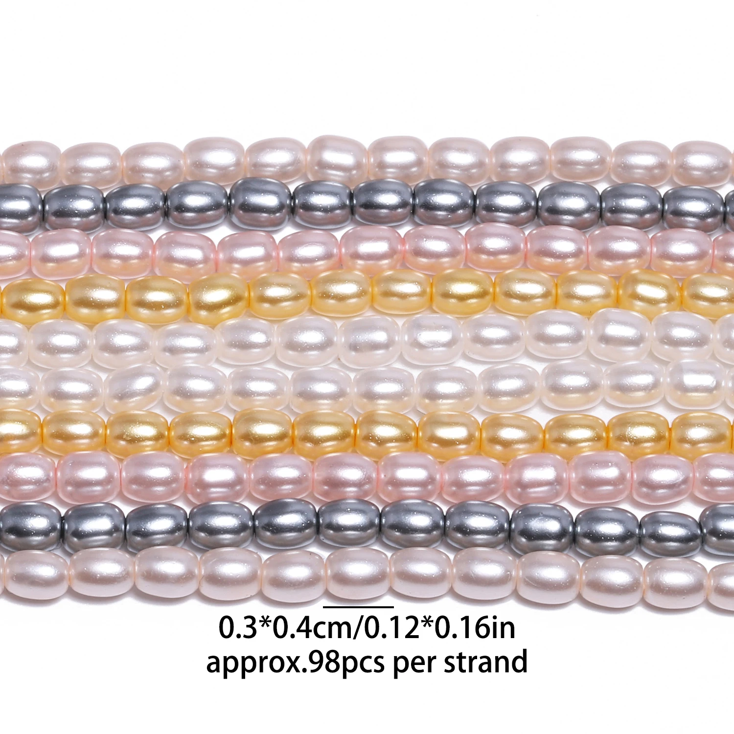 4x3mm Imitation Pearl Beads Rice Shape Glass Beads for Jewelry Making Diy Elegant Women Jhandicrafts Accessories