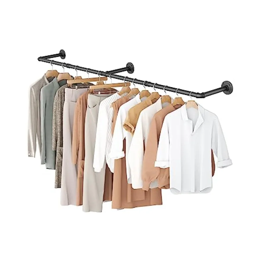 

Clothes Rack 65.7" Industrial Pipe Clothing Rack for Hanging Clothes Wall Mounted Heavy Duty Space Saving Garment Rack for Clos