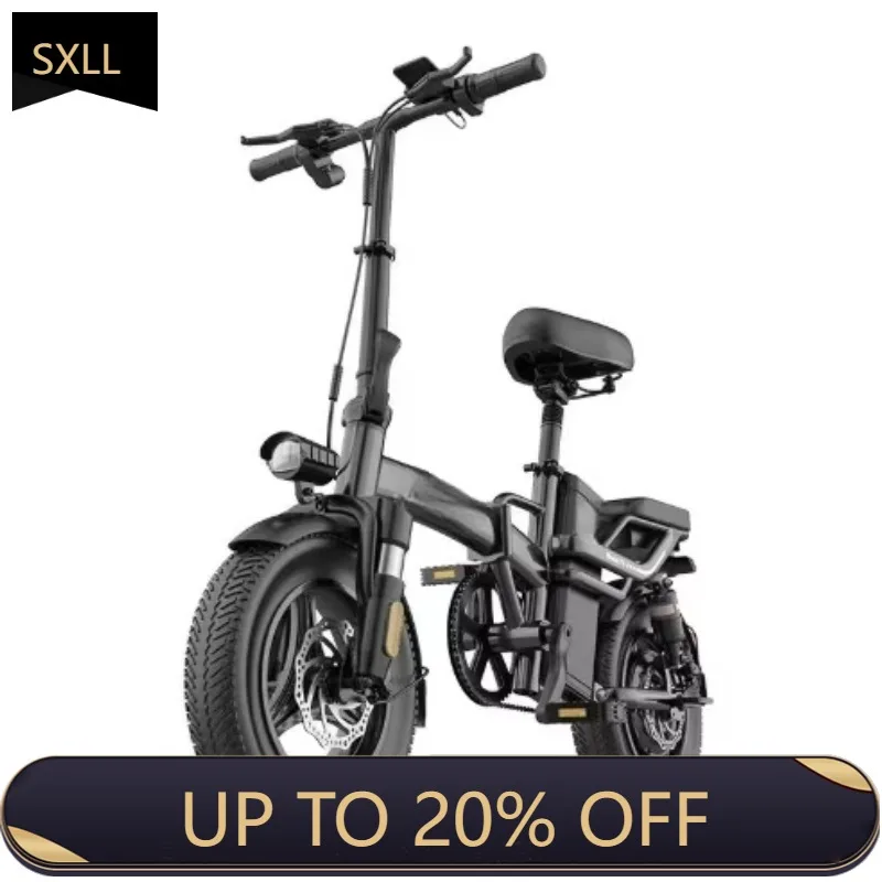 

SXLL 14 Folding Fat Tire Electric Bike 400W Motor 48v Ebike Fat City Road Bike Global Positioning System