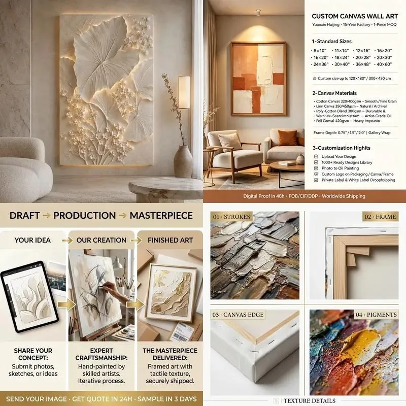 Deluxe 3D Plant Relief Wall Art Painting with LED Backlight Custom Flower Leaf Panels for Hotel Villa Home Decoration