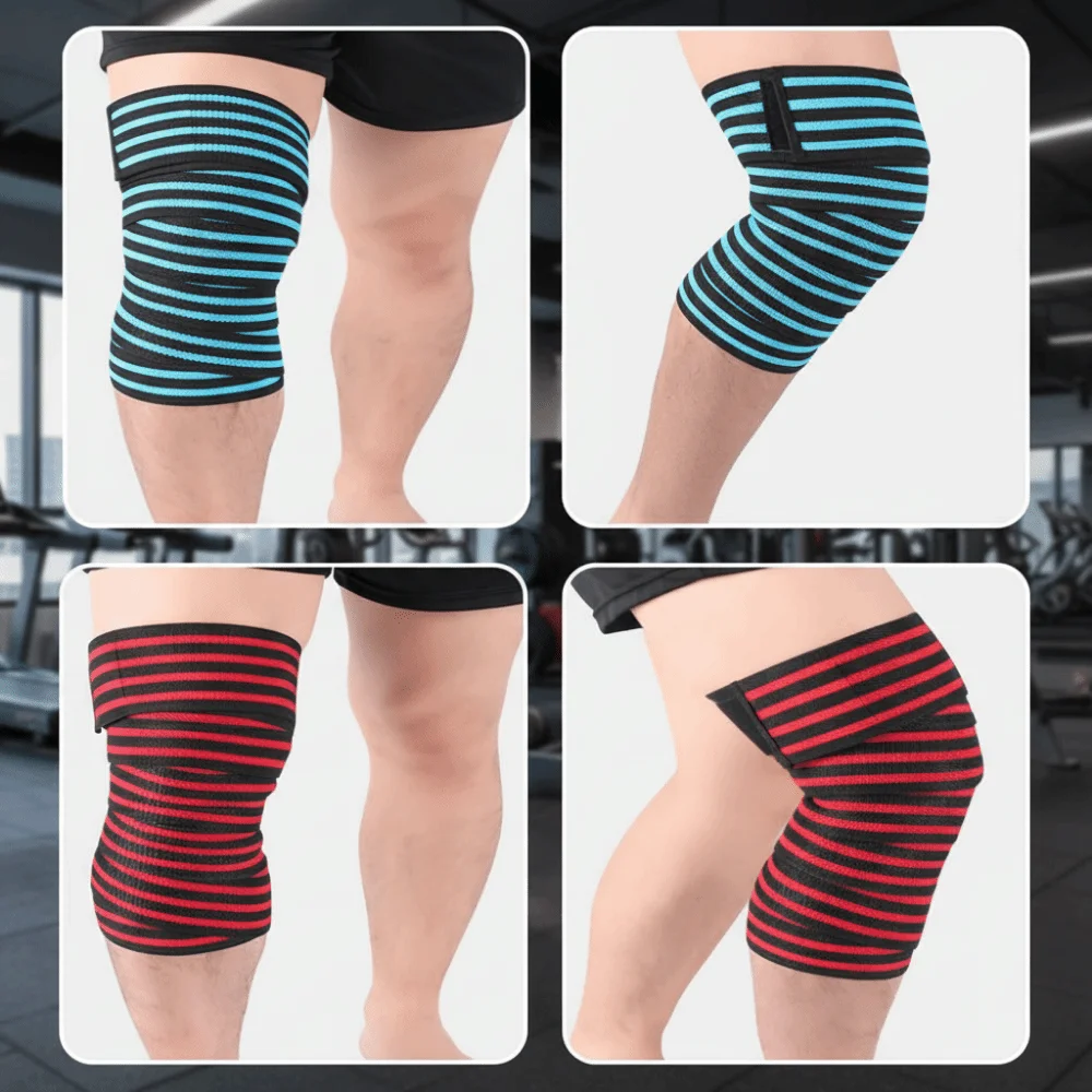 

Elastic Knee Wraps Compression Straps Professional Knee Bandages 180*8CM Knee Pads Squats Training Knee Braces Squats Training