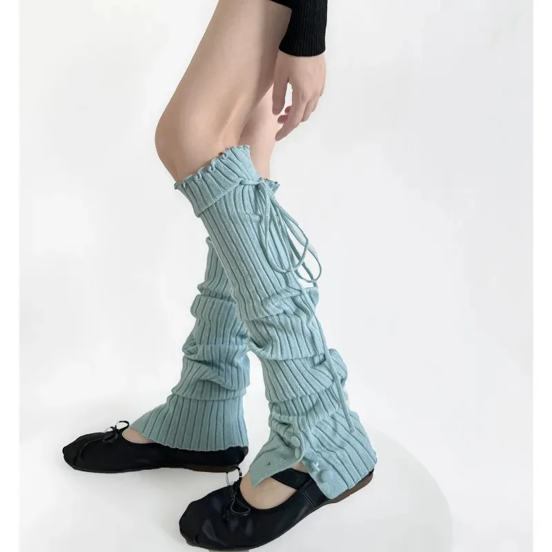 Runway Style Leg Warmers with Buttons & Lace-up Wide Ribbed Stackable Socks, Fall Winter Fashion Accessories​