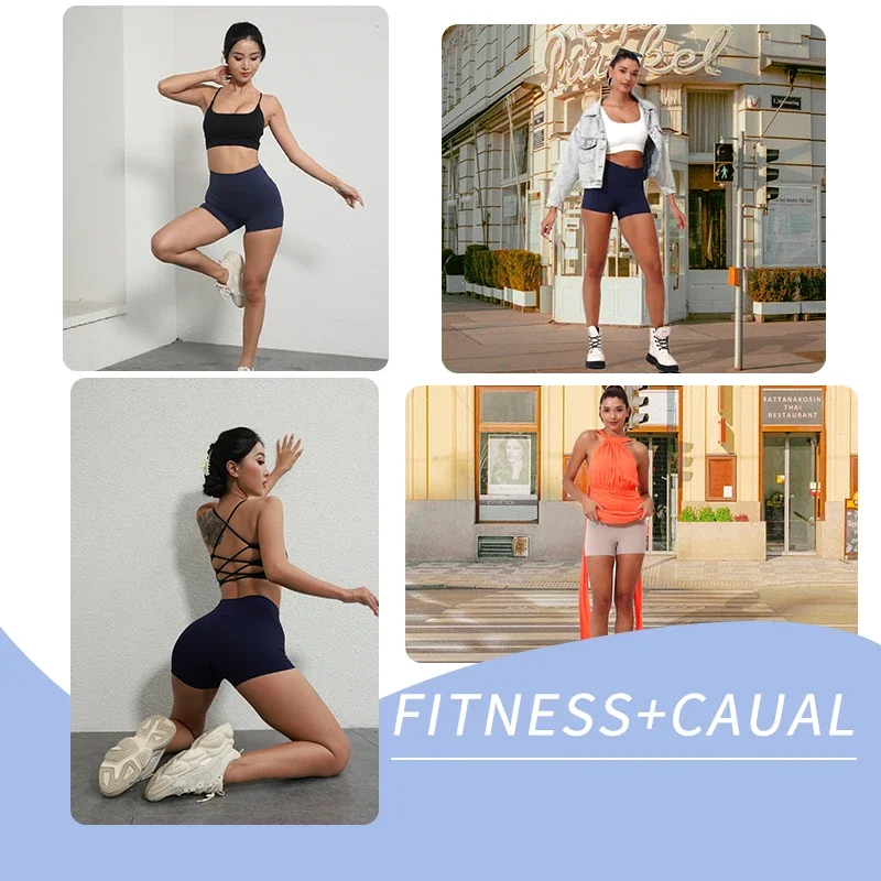 Women Sports Shorts High Waist Yoga Shorts Slim Fit Butt Lift Gym Running High Elastic Biker Shorts