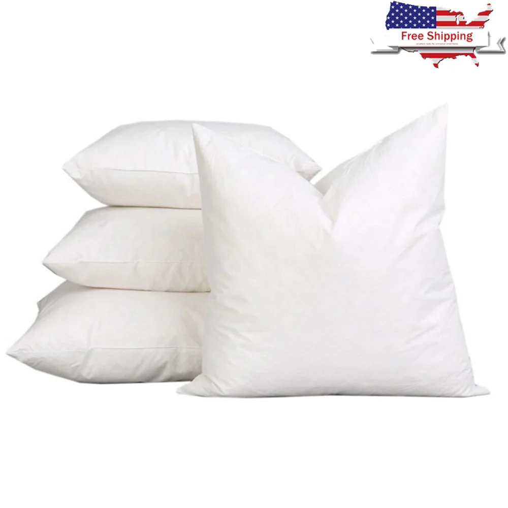 

Hypoallergenic Pillow Inserts Set of 2 Durable Cotton Shell Extra Plush Poly Fill Decorative Cushion 200 TC Machine Washable